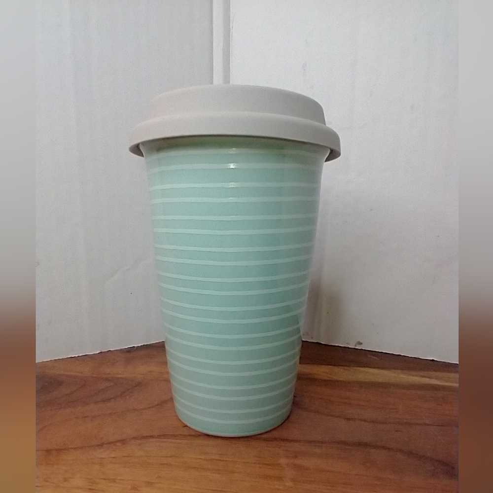 Light Green, Lidded Ceramic Tumbler